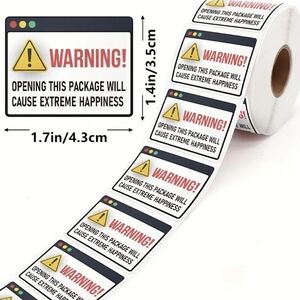 Extreme Happiness Warning Stickers - Red, Yellow, Black 500 Count